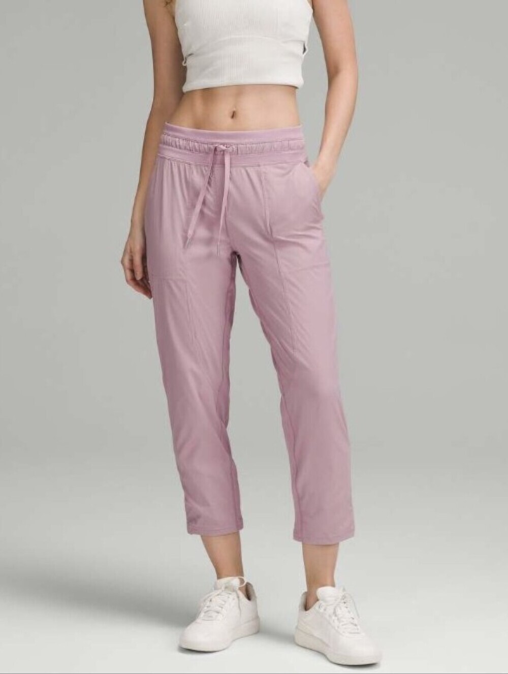 NWOT Lululemon Dance Studio Mid-Rise Cropped Pant. Pink. Size 14. 25". Lined.
